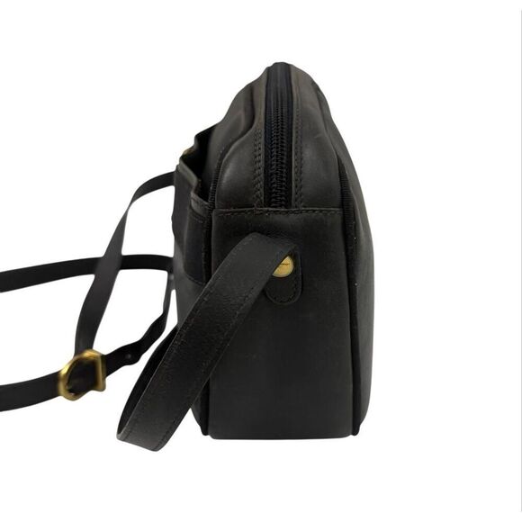 Salvatore Ferragamo Authentic Black Leather Gold Logo Plaque Vara Leather Crossb - Picture 7 of 13